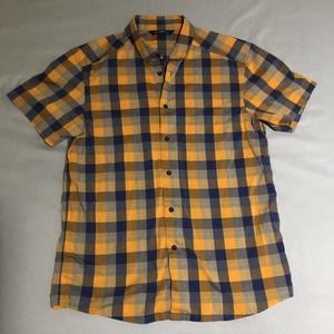 Arc'teryx men's Large blue / orange Plaid Casual Short Sleeve Button Up shirt